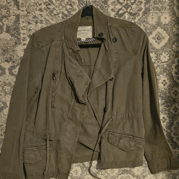 Lucky Brand Green Utility Jacket with Stand-Up Collar - Picture 1 of 7